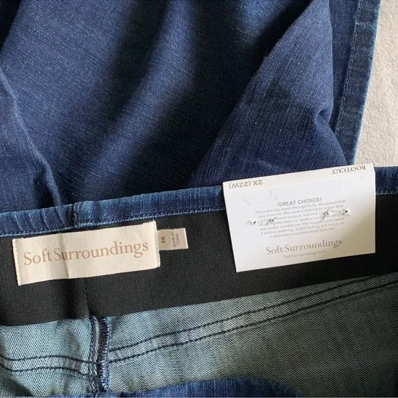 NWT Soft Surroundings Ultimate Pull On Jeans Bootcut Dark Wash 2X 22W Stretch - Picture 3 of 4